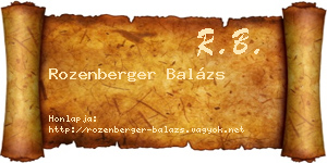 Rozenberger Balázs névjegykártya